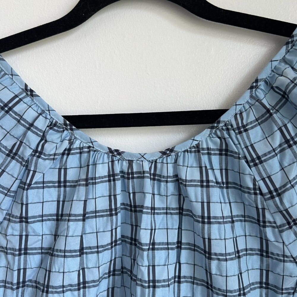 J. Crew Short Sleeve Blue and Black Blouse Size 10 NEW - Picture 4 of 5